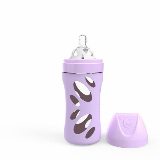 TWISTSHAKE STEKLENA STEKLENIČKA ANTI COLIC - PASTEL PURPLE 260 ml